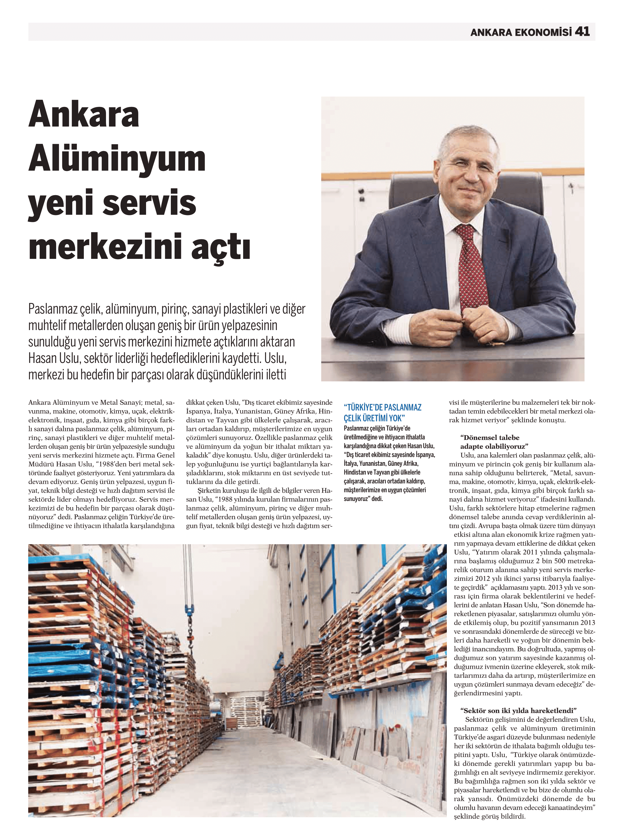 Ankara Aluminum and Metal Opens New Service Center